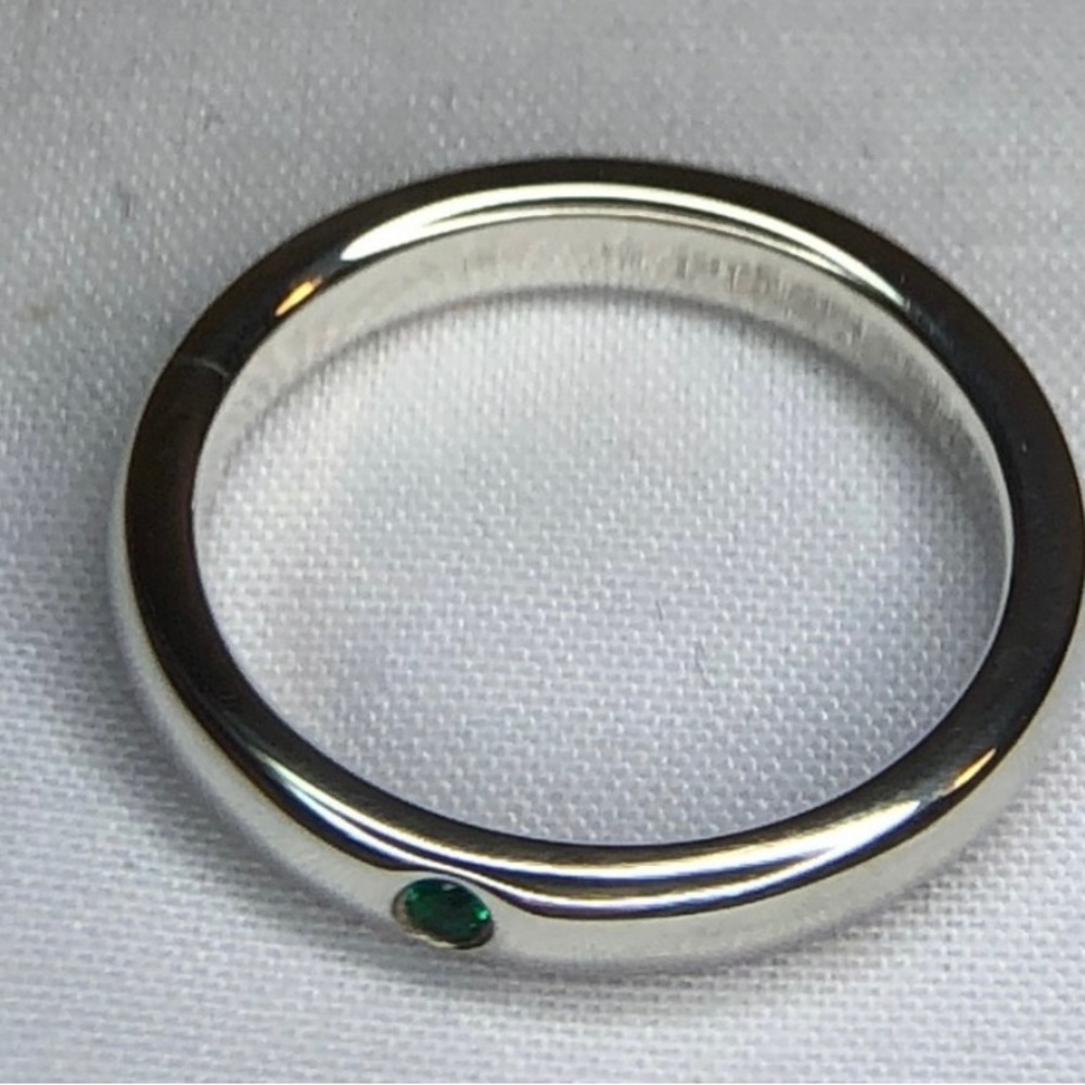 Tiffany & Co. Sterling Silver w/emerald Elsa Perreti stackable ring size 5 1/4